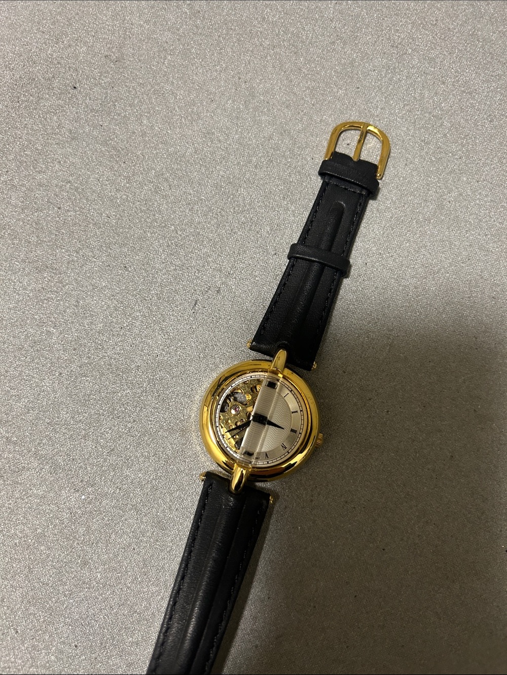 Unique dual face Women's Mechanical Watch with Black Leather Strap - Picture 8 of 8